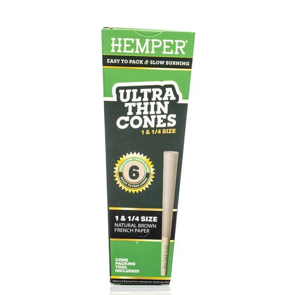 Ultra Thin Brown 1 1/4 Cones (Hemper) 6pk
