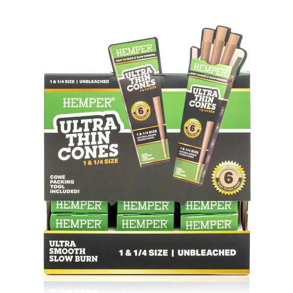 Ultra Thin Brown 1 1/4 Cones (Hemper) 6pk