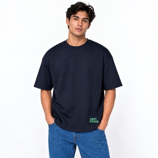 T-shirt navy - green logo Zamnesia
