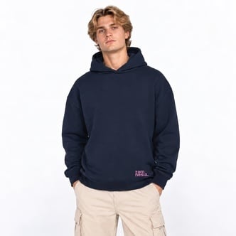 Hoodie navy - pink logo Zamnesia