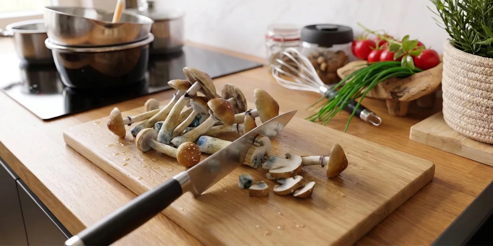 Rincez et coupez les champignons
