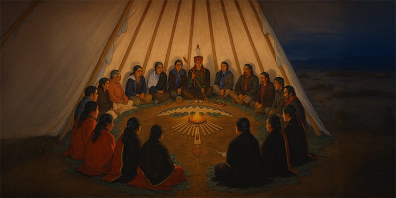 Déroulement d'une cérémonie de peyotl