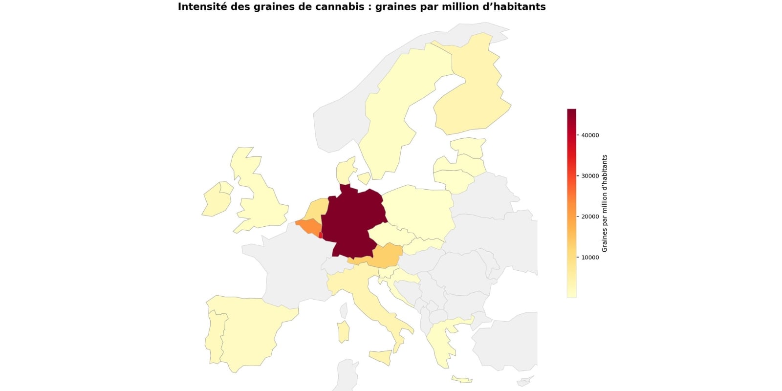 Figure 1 : Achats de graines de cannabis par habitant en Europe
