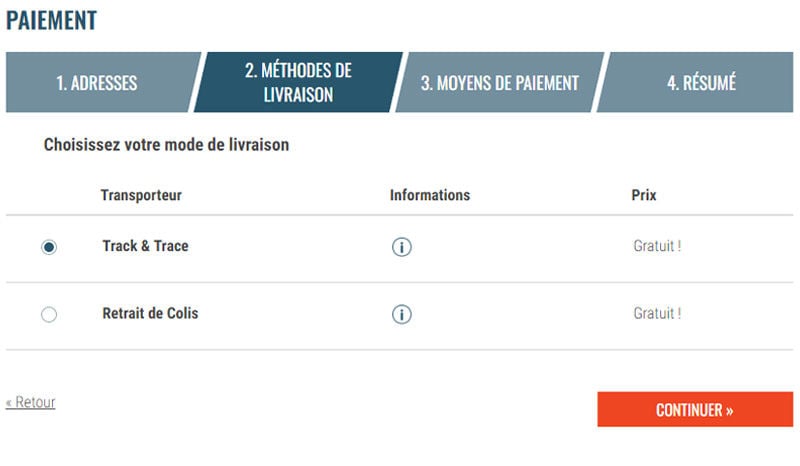 sélectionnez 'Retrait de colis' 