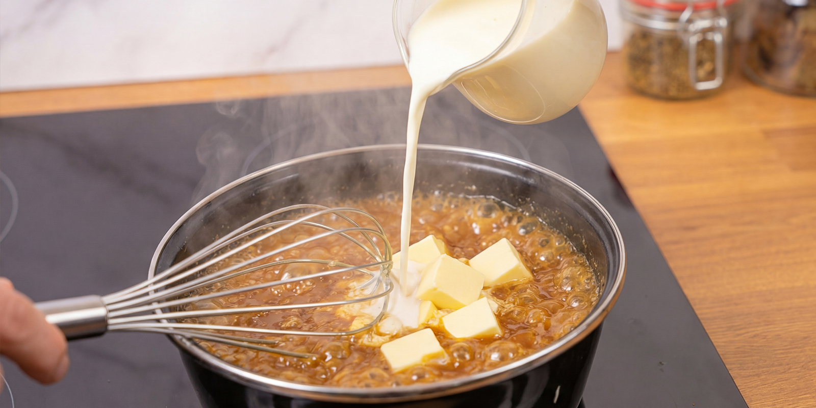 Ajoutez la crème et le beurre classique